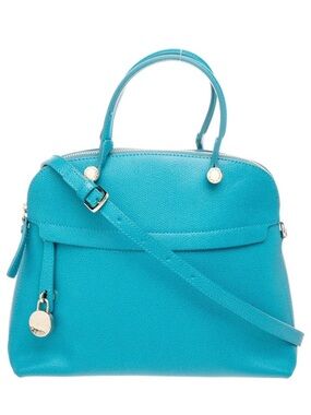 Furla Turquoise Leather Dome Satchel Crossbody  Bag - Stylish Everyday Carry